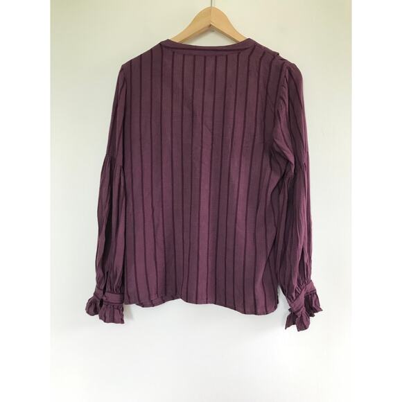 PAIGE wine burgundy purple tonal Russo ruffle long sleeve blouse top - Picture 7 of 8